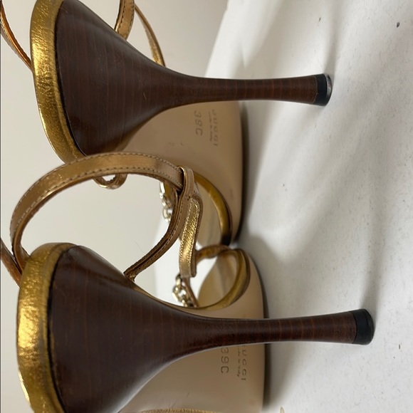 Gucci Gold Stiletto Heels with Crystal Embellishments - Picture 3 of 3